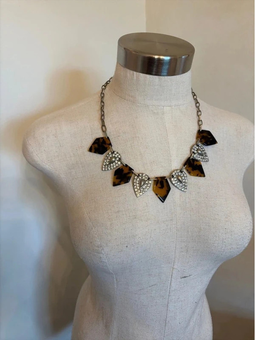 Leopard and rhinestone necklace